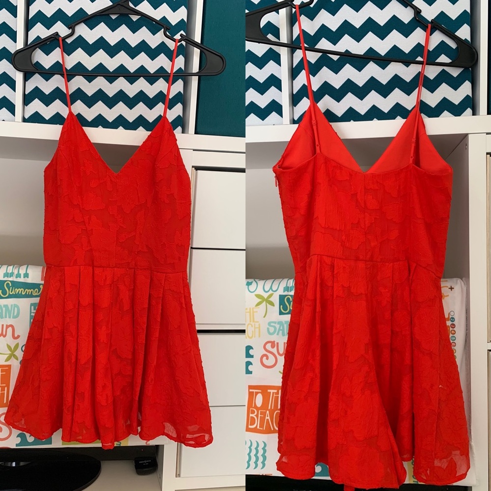 Red floral romper